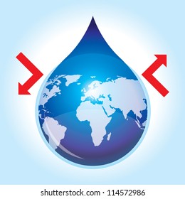 Save and Protect Water of The World Concept with red arrow - Vector