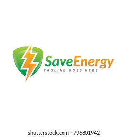 save protection  energy thunder bolt logo icon vector template