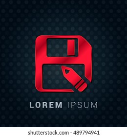 Save Red chromium precious metallic 3D Icon / Logo Design