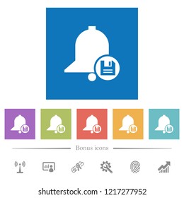 Save reminder flat white icons in square backgrounds. 6 bonus icons included.