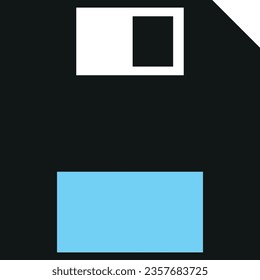 Save retro icon. Black computer interface element