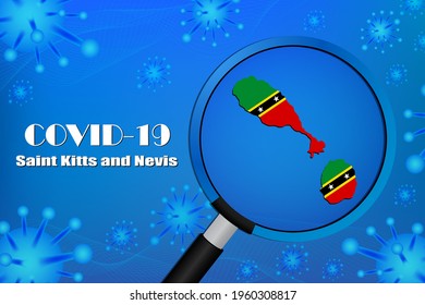 Save Saint Kitts and Nevis for stop virus sign. Covid-19 virus cells or corona virus and bacteria close up isolated on blue background,
Poster Advertisement Flyers Vector Illustration.