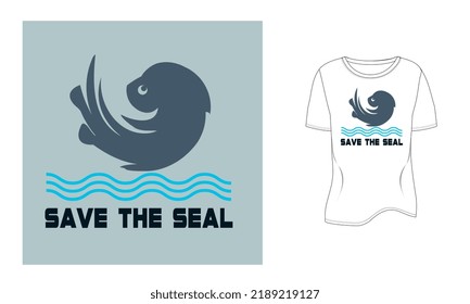 Save the Seal, vector art illustration logotype t shirt design 