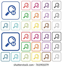 Save search results color flat icons in rounded square frames. Thin and thick versions included.