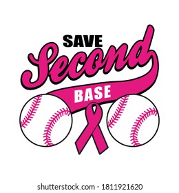 Save Second Base Breast Cancer Awareness t shirt design vector