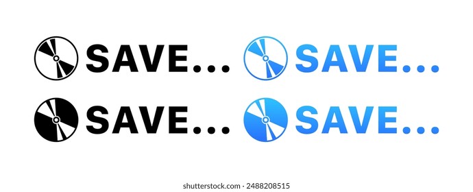 Save set icons. DVD Discs Icons. Silhouette and Flat styles. Vector icons.