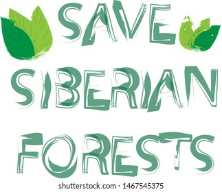 Save Siberian Forests logo. Fires in the forests of Siberia in Russia. Vector letter logo.