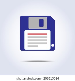 Save simple blue diskette icon. Vector illustration