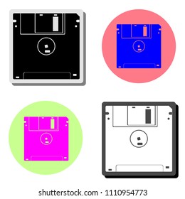 save. simple flat vector icon illustration on four different color backgrounds