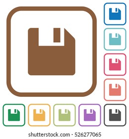 Save simple icons in color rounded square frames on white background