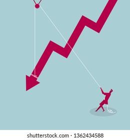 Save the sluggish economy. Isolated on blue background.