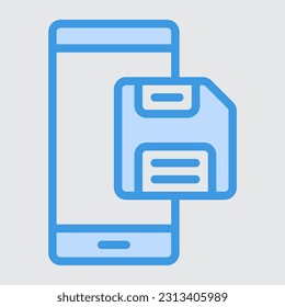 Save smartphone blue line icon, use for website mobile app presentation