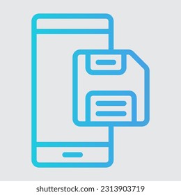 Save smartphone gradient line icon, use for website mobile app presentation