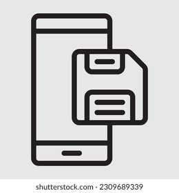Save smartphone line icon, use for website mobile app presentation