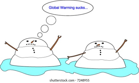 Save the Snowmen Global Warming Concept Vector