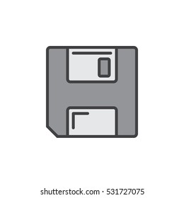 Save symbol. floppy disk line icon, filled outline vector sign, linear pictogram isolated on white. Logo illustration