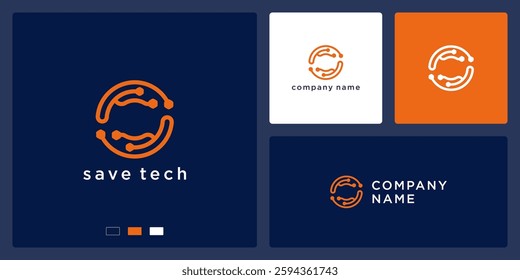 Save tech logo design template