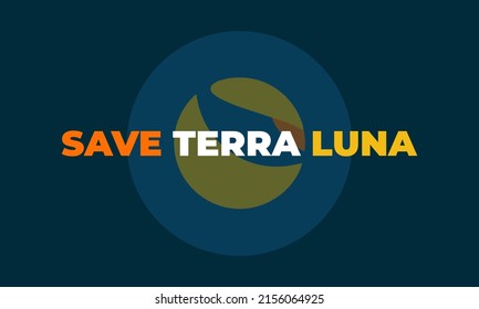 Save Terra LUNA. Token symbol. DeFi project decentralized finance. Vector EPS10.