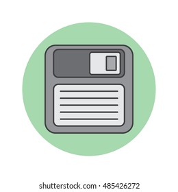 Save thin line icon, floppy disk filled outline vector logo illustration, linear colorful pictogram isolated on white