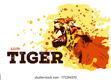 save tiger vector art created on 9th December
