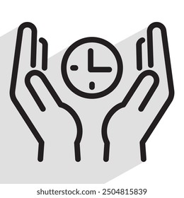 save time concept, clock, protective hands, vector illustration