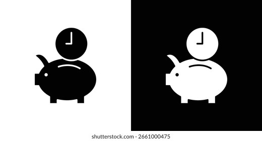 Symbol Zeit sparen. schwarze und weiße Linie Icons Pack.