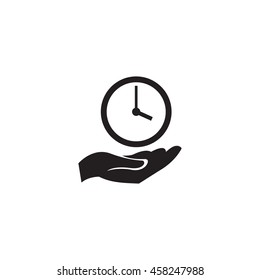 save Time icon, clock in hand, vector illustration 