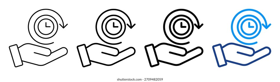 Save Time Icon Different Outline Collection Set