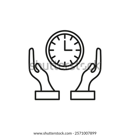 Save time icon flat line symbol set.