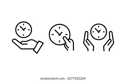 save time icon. Keep Time. hand holding clock icon