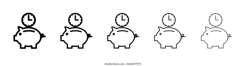 Save time icon logo in stroke lines collection