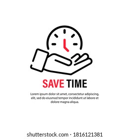 Save time icon. Time management. Bussiness concept. Vector on isolated white background. EPS 10
