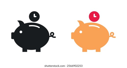 Save time icon set in black and colored
