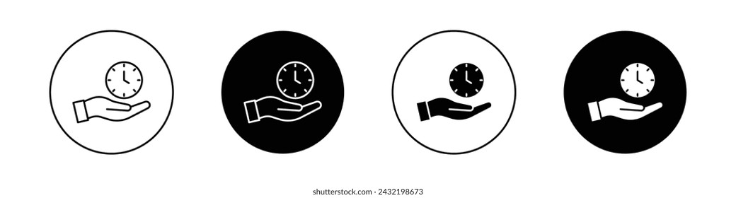 Save Time Icon Set. Piggy bank money vector symbol in a black filled and outlined style. Efficiency Key Sign.
