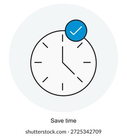 Symbol "Zeit sparen", Smart Time Management, Produktivitätssteigerung, schnelle und einfache Lösungen, Vektorgrafik