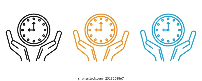 Ícone de economia de tempo Conjunto de ilustrações de linha fina