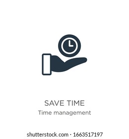 Save time icon vector. Trendy flat save time icon from time management collection isolated on white background. Vector illustration can be used for web and mobile graphic design, logo, eps10