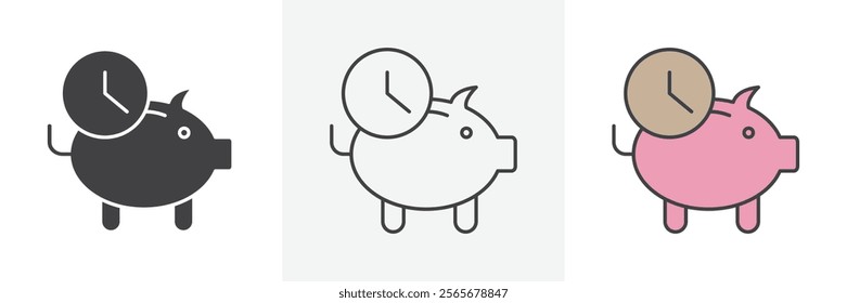 Save time icons in black and colored versions