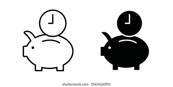 Save time icons in black and white colors
