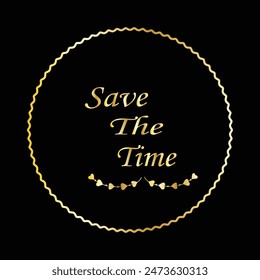Save the time ink writing in modern calligraphy style. Text lettering for wedding card. One color phrase brush calligraphy. Vector isolated on white.
