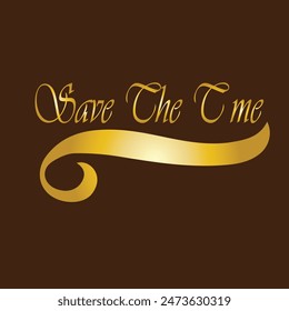 Save the time ink writing in modern calligraphy style. Text lettering for wedding card. One color phrase brush calligraphy. Vector isolated on white.
