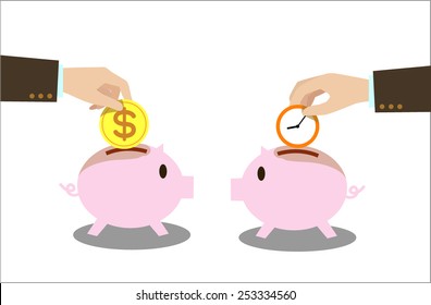 Save time and money Drop into the piggy bank