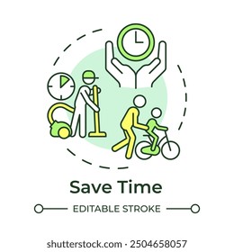 Save time multi color concept icon. Hiring cleaning service and relaxing. Commercial housework. Round shape line illustration. Abstract idea. Graphic design. Easy to use in infographic