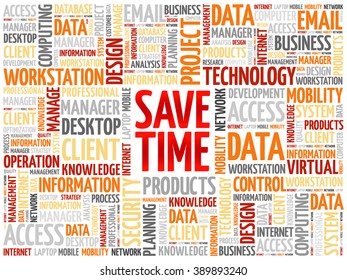 Save Time word cloud concept