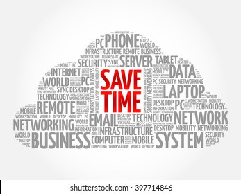 Save Time word cloud concept