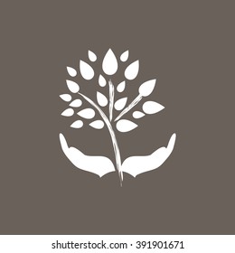 Save Tree Icon on Dark Gray Color. Eps-10.