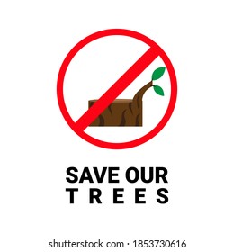 save tree icon, stop cutting the tree. vector