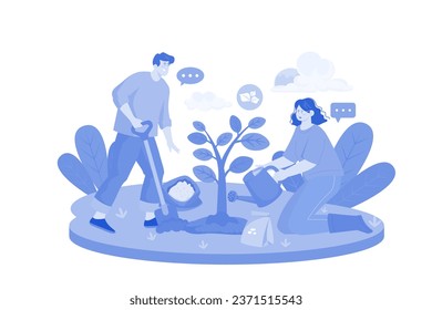 Speichern Sie das Baum-Illustrationskonzept auf weißem Hintergrund