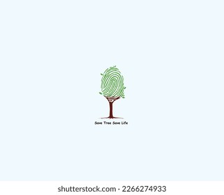 Save Tree Save Life. fingerprint and tree concept. Vector illustrations. Environment day concept