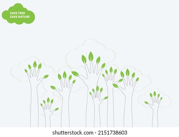 SAVE TREE, SAVE NATURE. Ecology concept and world environment day concept. vector illustrations. 